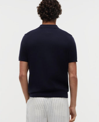 Knitted polo donkerblauw