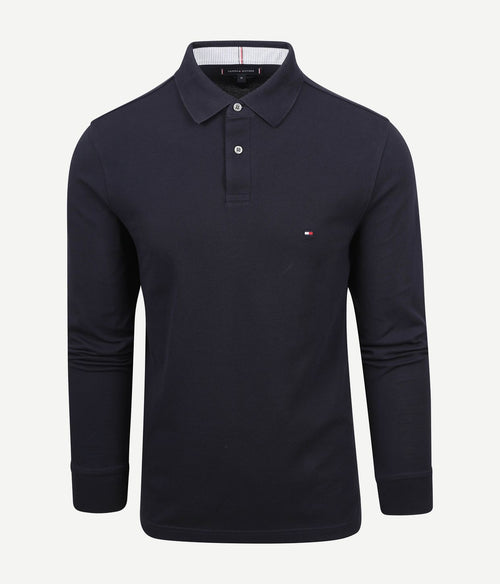 Poloshirt long sleeve donkerblauw