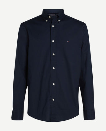 Poplin overhemd flex donkerblauw