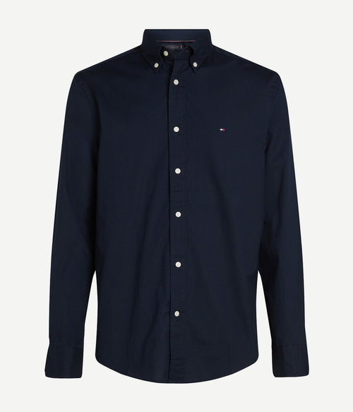 Tommy Hilfiger poplin overhemd flex donkerblauw | Regular-fit