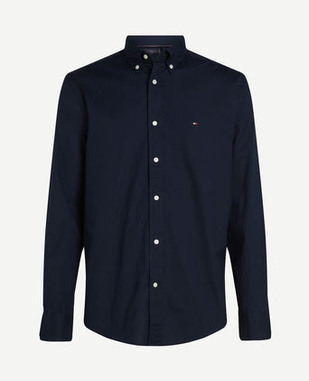 Poplin overhemd flex donkerblauw