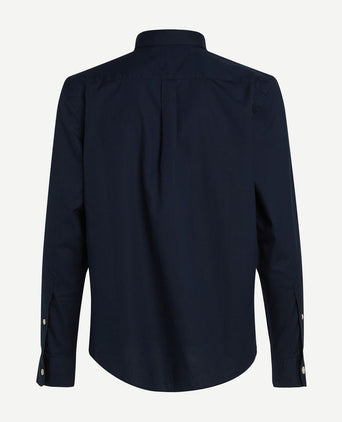Poplin overhemd flex donkerblauw