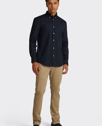 Tommy Hilfiger poplin overhemd flex donkerblauw | Regular-fit