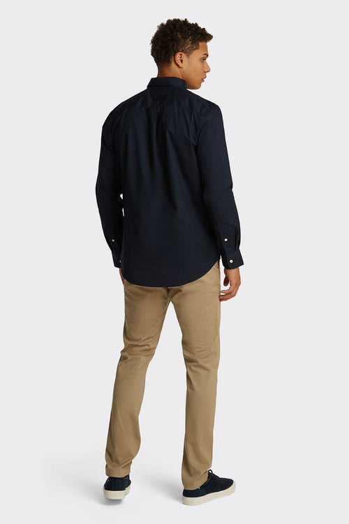 Poplin overhemd flex donkerblauw