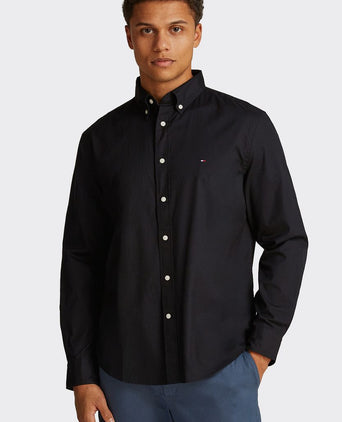 Tommy Hilfiger poplin overhemd flex zwart | Regular-fit