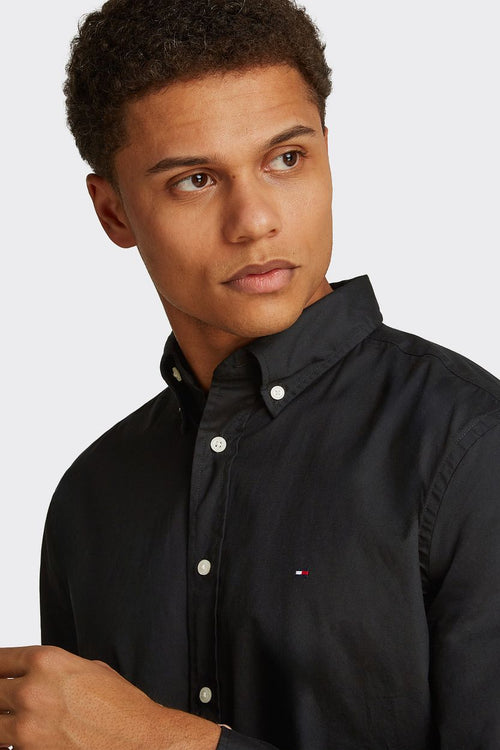 Tommy Hilfiger poplin overhemd flex zwart | Regular-fit