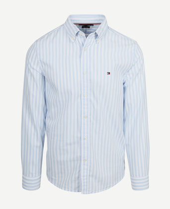 Poplin overhemd streep lichtblauw