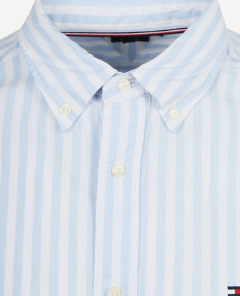 Poplin overhemd streep lichtblauw