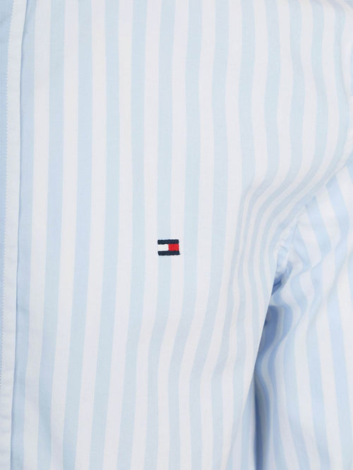 Poplin overhemd streep lichtblauw