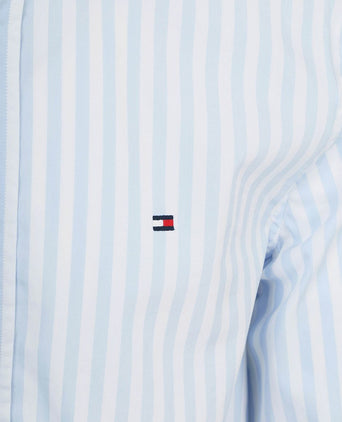 Poplin overhemd streep lichtblauw