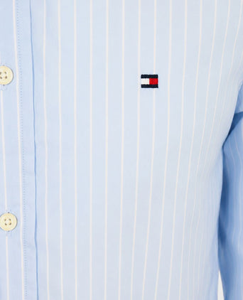 Poplin overhemd streep lichtblauw