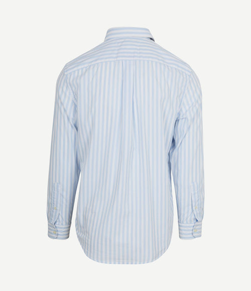 Poplin overhemd streep lichtblauw