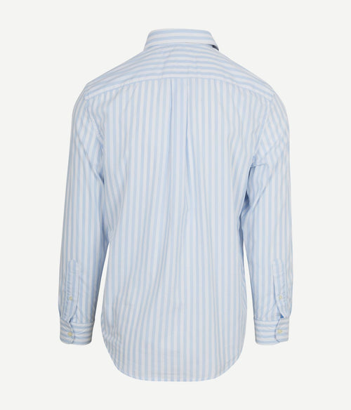 Poplin overhemd streep lichtblauw