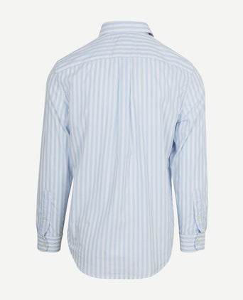 Poplin overhemd streep lichtblauw