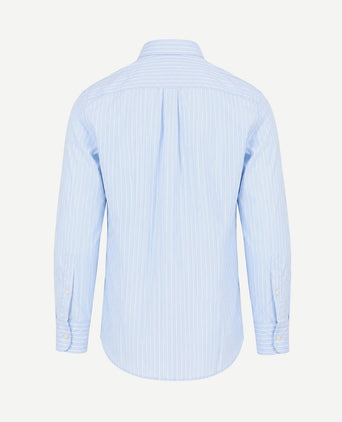 Poplin overhemd streep lichtblauw