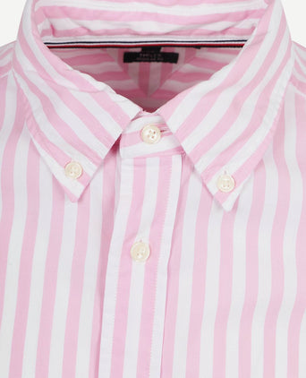 Poplin overhemd streep roze