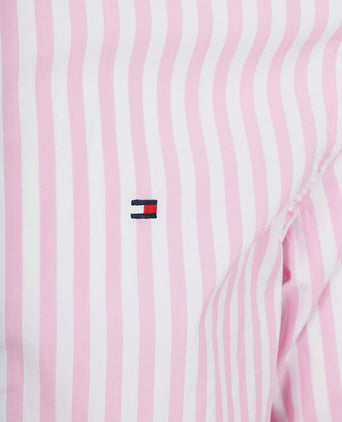 Poplin overhemd streep roze