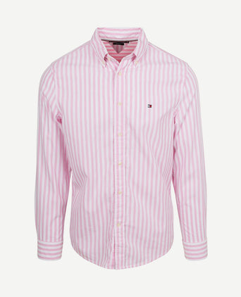 Poplin overhemd streep roze
