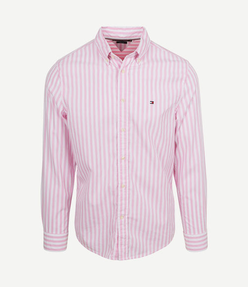 Poplin overhemd streep roze