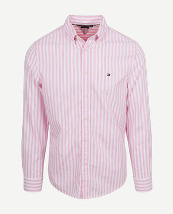 Poplin overhemd streep roze