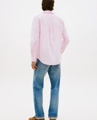 Poplin overhemd streep roze