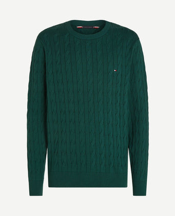 Pullover cable donkergroen