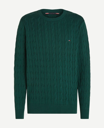 Tommy Hilfiger pullover cable donkergroen | Regular-fit