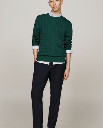Tommy Hilfiger pullover cable donkergroen | Regular-fit