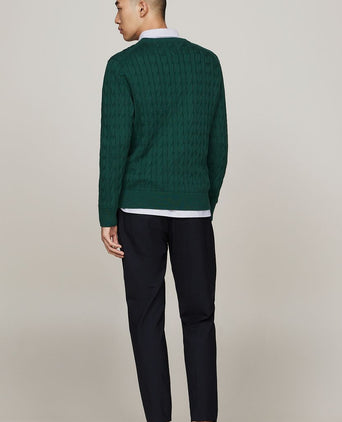Tommy Hilfiger pullover cable donkergroen | Regular-fit