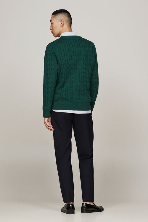 Tommy Hilfiger pullover cable donkergroen | Regular-fit