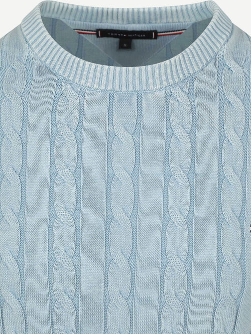Tommy Hilfiger pullover cable lichtblauw | Regular-fit