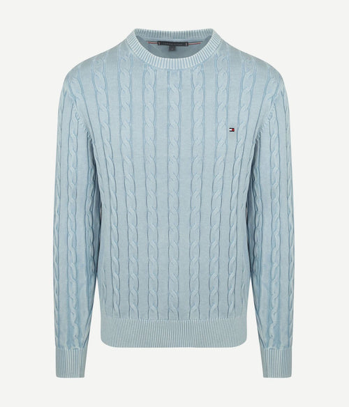 Tommy Hilfiger pullover cable lichtblauw | Regular-fit
