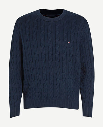 Tommy Hilfiger pullover cable donkerblauw | Regular-fit