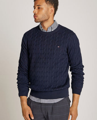 Tommy Hilfiger pullover cable donkerblauw | Regular-fit