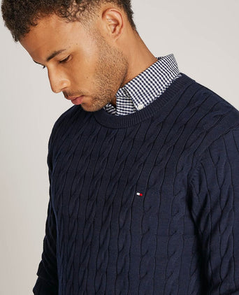 Tommy Hilfiger pullover cable donkerblauw | Regular-fit