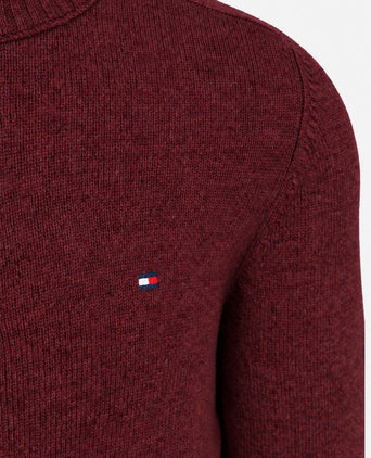 Pullover halve rits lambswool burgundy heather