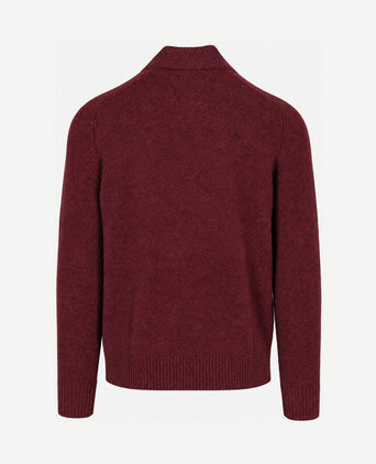 Pullover halve rits lambswool burgundy heather