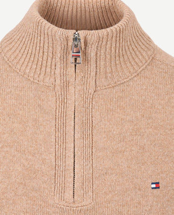 Pullover halve rits lambswool safari canvas heather