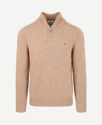 Pullover halve rits lambswool safari canvas heather