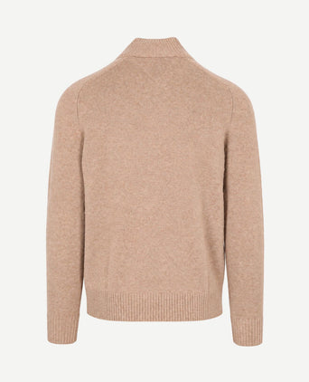 Pullover halve rits lambswool safari canvas heather