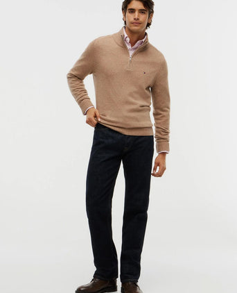 Pullover halve rits lambswool safari canvas heather