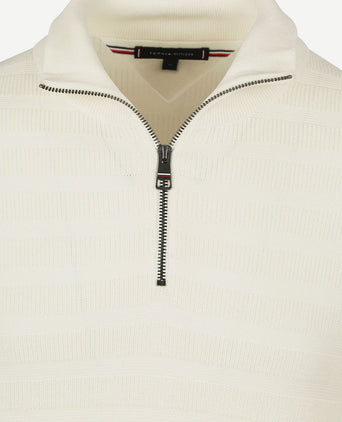 Tommy Hilfiger pullover halfzip structure ivory | Regular-fit
