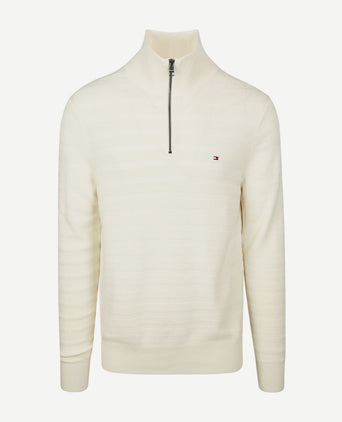Tommy Hilfiger pullover halfzip structure ivory | Regular-fit