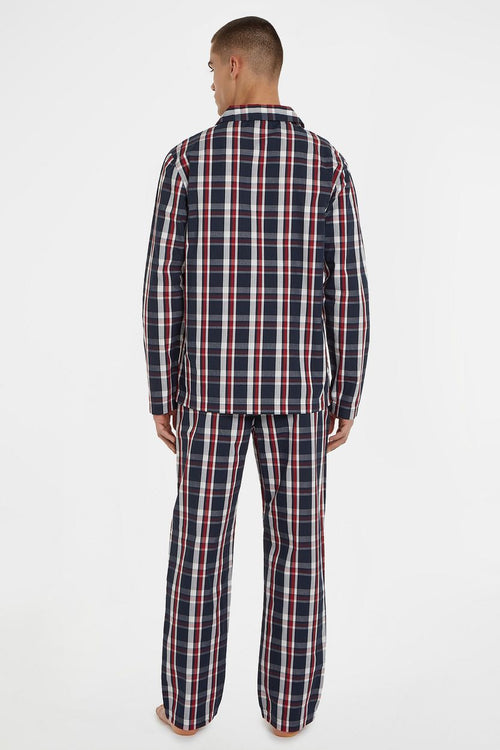Pyjama set ruit donkerblauw