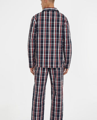 Pyjama set ruit donkerblauw