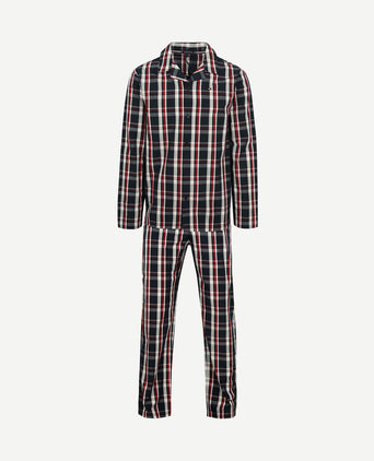 Pyjama set ruit donkerblauw