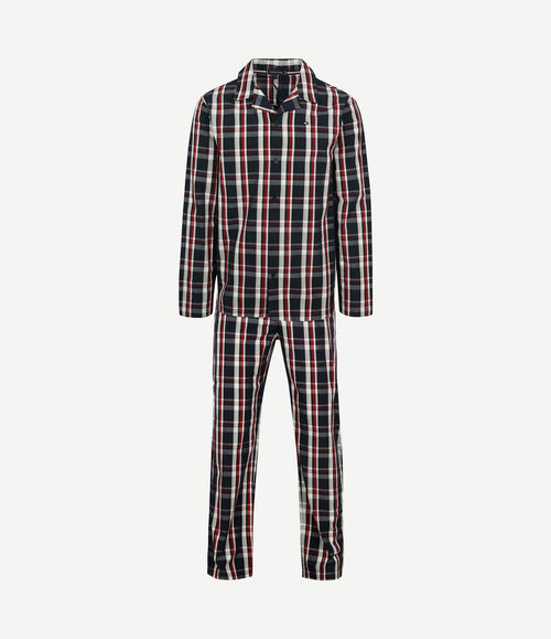Pyjama set ruit donkerblauw