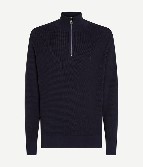Tommy Hilfiger racking half-zip structure donkerblauw | Regular-fit