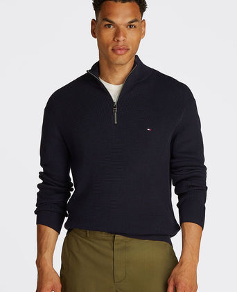 Tommy Hilfiger racking half-zip structure donkerblauw | Regular-fit