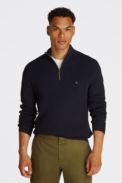 Tommy Hilfiger racking half-zip structure donkerblauw | Regular-fit